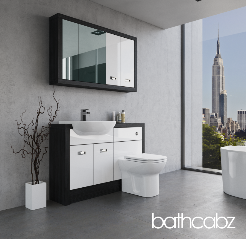 ATHENA HACIENDA BLACK BASE & WALL UNITS BATHROOM FITTED FURNITURE