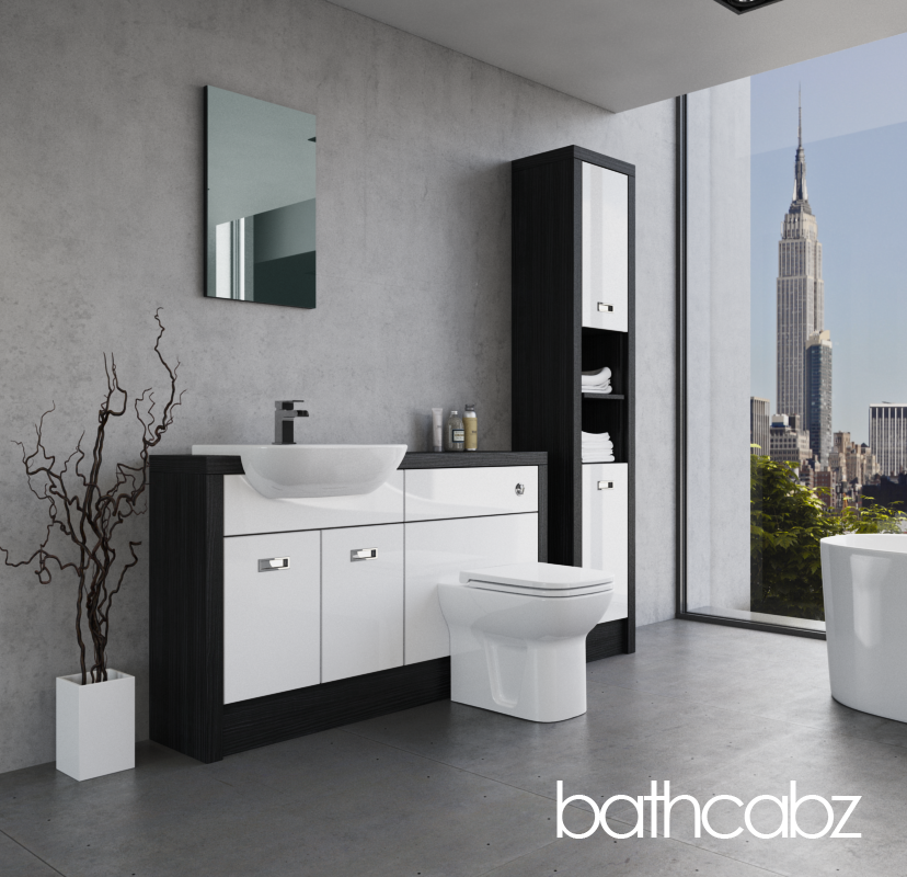 ATHENA HACIENDA BLACK BASE & TALL UNIT BATHROOM FITTED FURNITURE