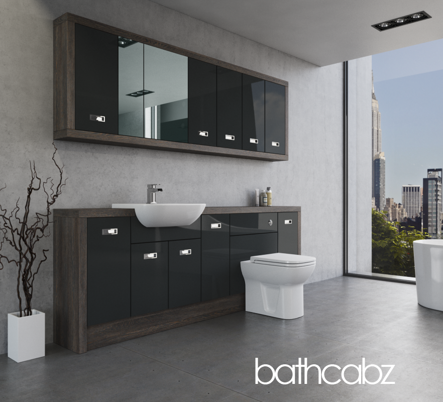 ATHENA NORWICH OAK BASE & WALL UNITS BATHROOM FITTED FURNITURE