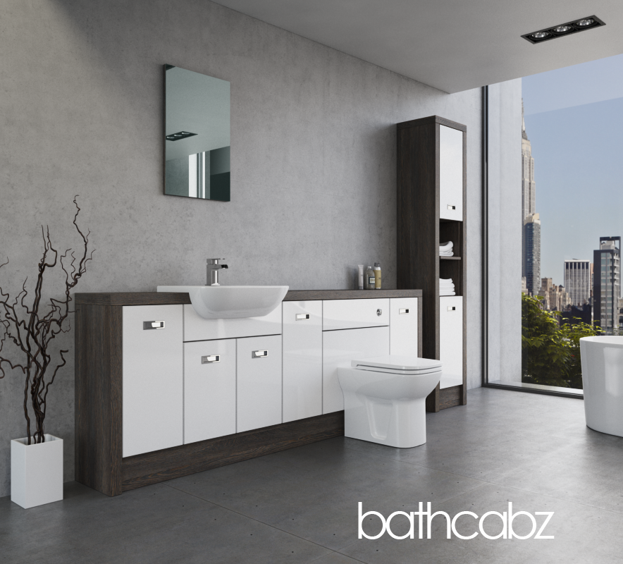 ATHENA NORWICH OAK BASE & TALL UNIT BATHROOM FITTED FURNITURE