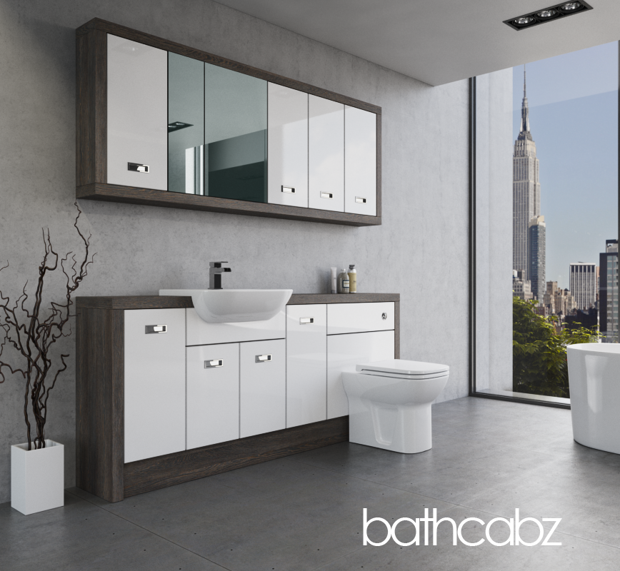ATHENA NORWICH OAK BASE & WALL UNITS BATHROOM FITTED FURNITURE