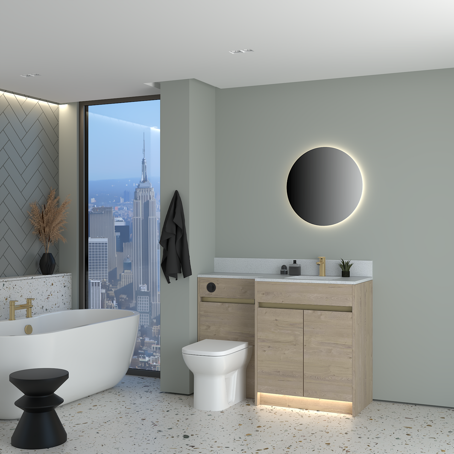 ELANA MATT WITH BRASS PROFILE & TAP BASE UNITS BATHROOM FITTED FURNITURE