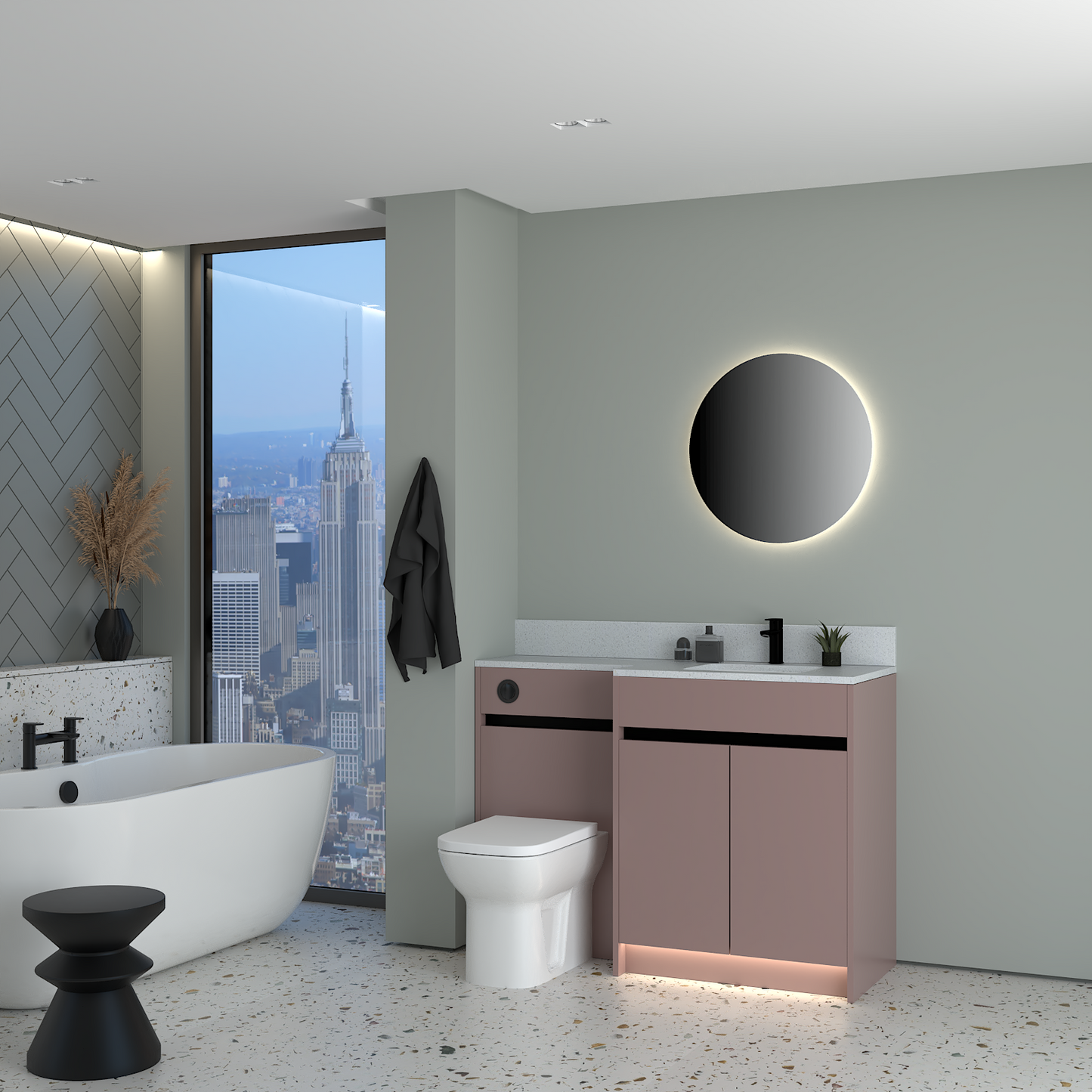 ELANA MATT WITH BLACK PROFILE & TAP BASE UNITS BATHROOM FITTED FURNITURE