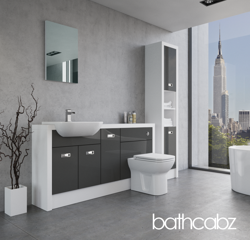 ATHENA WHITE MATT BASE & TALL UNIT BATHROOM FITTED FURNITURE