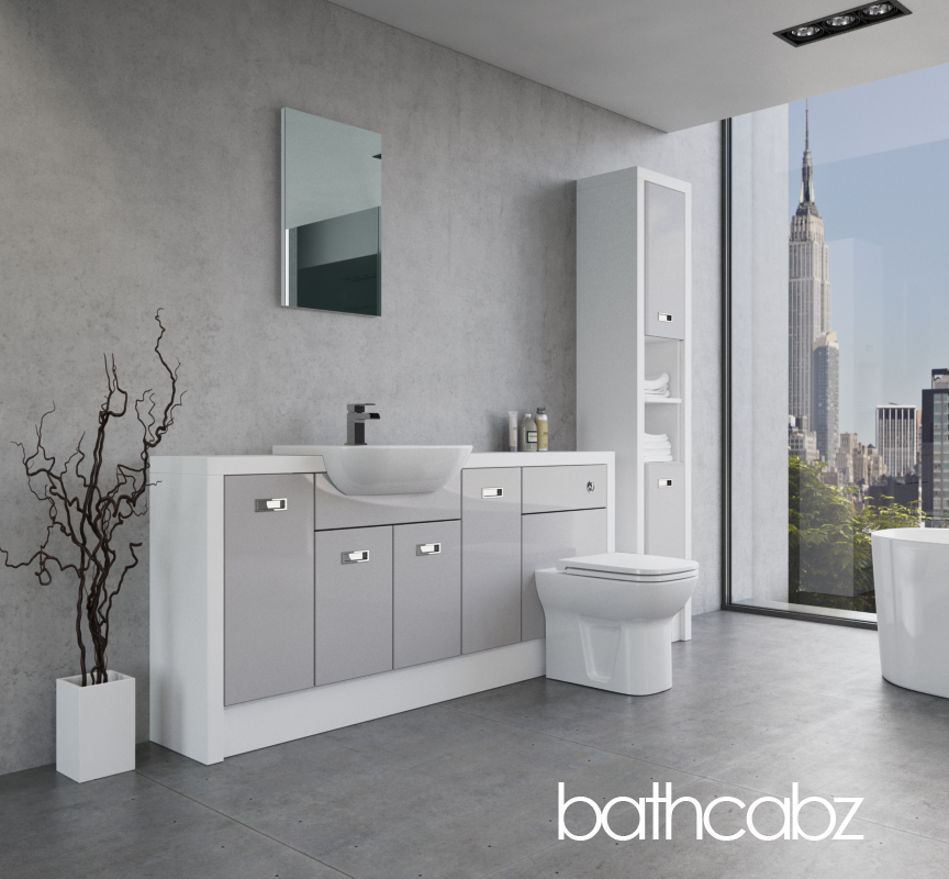 ATHENA WHITE MATT BASE & TALL UNIT BATHROOM FITTED FURNITURE