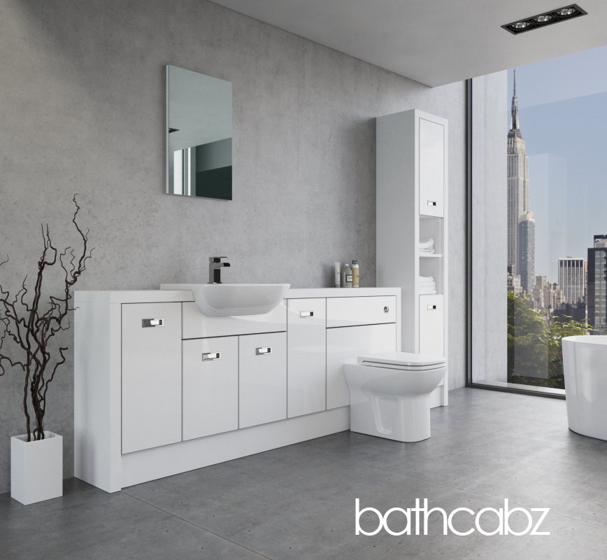 ATHENA WHITE MATT BASE & TALL UNIT BATHROOM FITTED FURNITURE