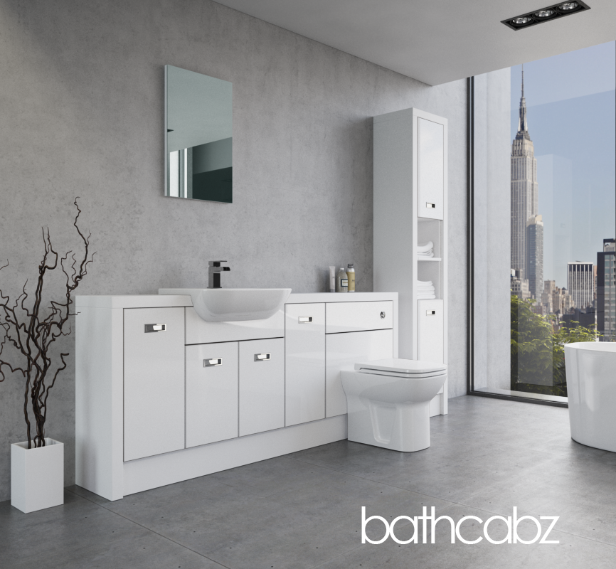 ATHENA WHITE MATT BASE & TALL UNIT BATHROOM FITTED FURNITURE