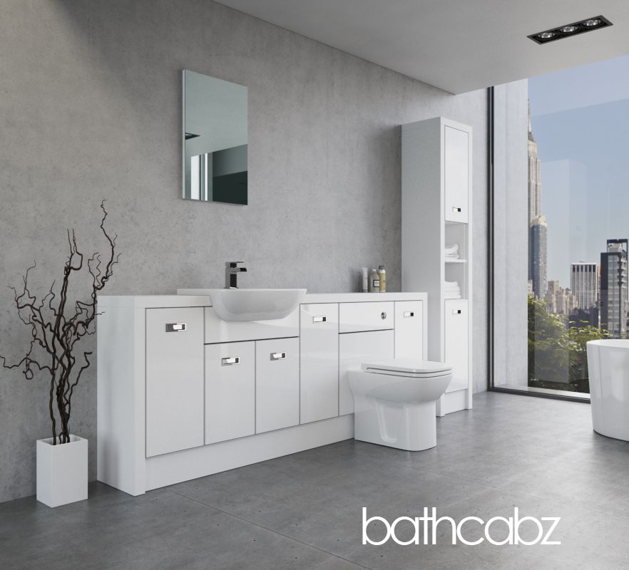 ATHENA WHITE MATT BASE & TALL UNIT BATHROOM FITTED FURNITURE