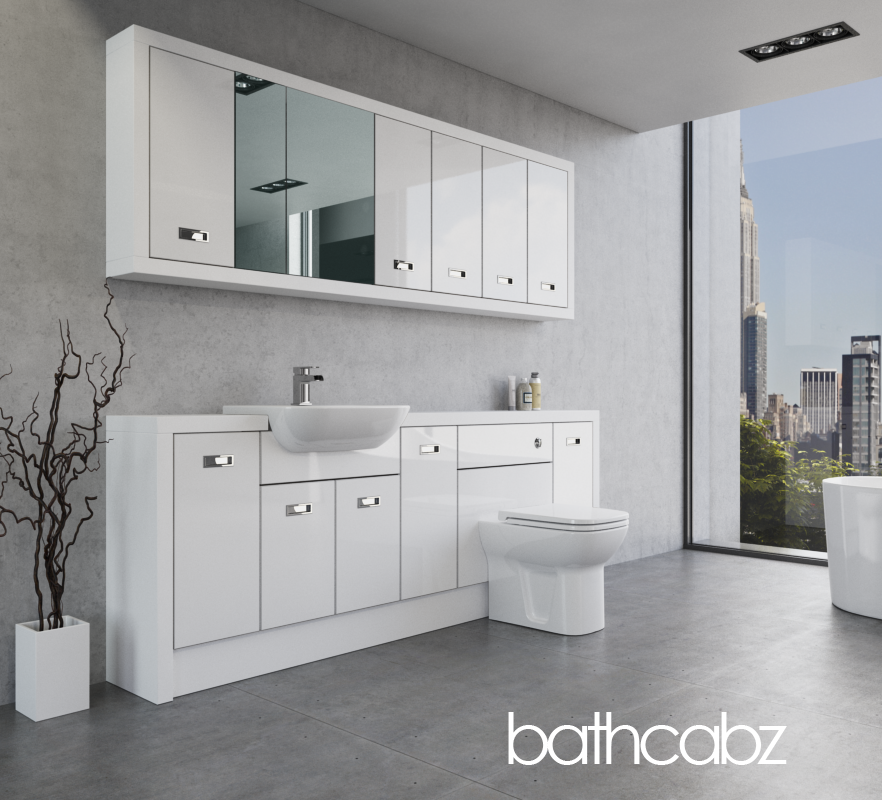 ATHENA WHITE MATT BASE & WALL UNITS BATHROOM FITTED FURNITURE