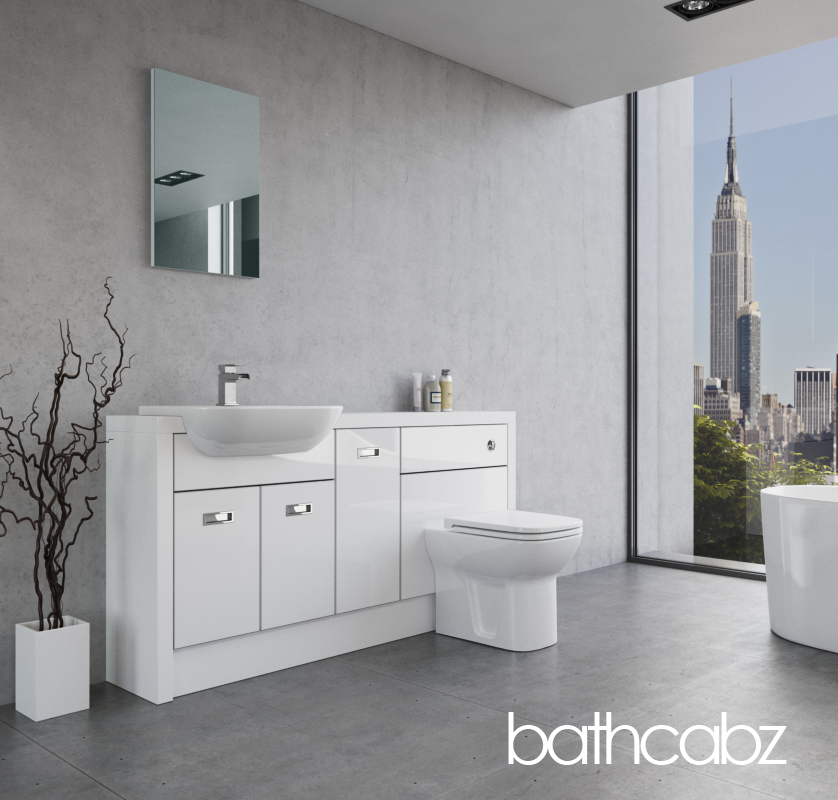 ATHENA WHITE MATT BASE UNITS BATHROOM FITTED FURNITURE