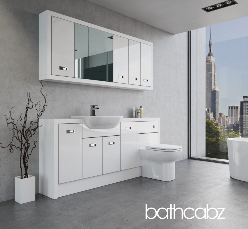 ATHENA WHITE MATT BASE & WALL UNITS BATHROOM FITTED FURNITURE