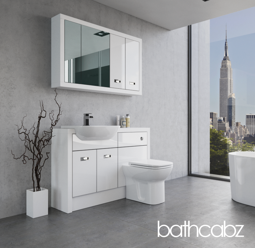 ATHENA WHITE MATT BASE & WALL UNITS BATHROOM FITTED FURNITURE