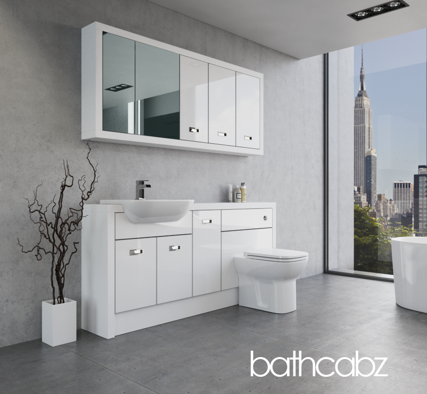 ATHENA WHITE MATT BASE & WALL UNITS BATHROOM FITTED FURNITURE