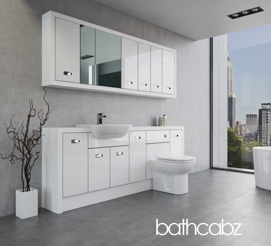 ATHENA WHITE MATT BASE & WALL UNITS BATHROOM FITTED FURNITURE