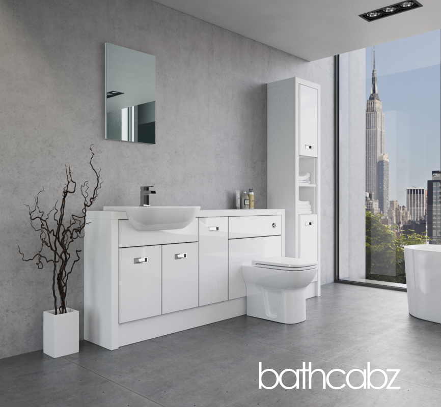 ATHENA WHITE MATT BASE & TALL UNIT BATHROOM FITTED FURNITURE