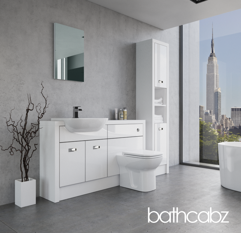 ATHENA WHITE MATT BASE & TALL UNIT BATHROOM FITTED FURNITURE