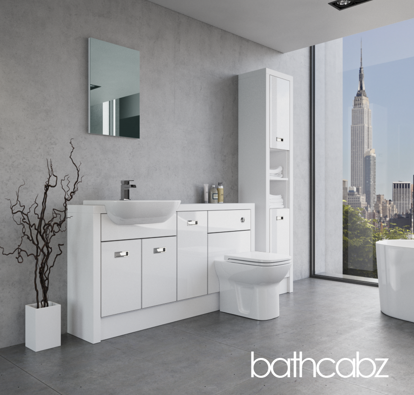 ATHENA WHITE MATT BASE & TALL UNIT BATHROOM FITTED FURNITURE