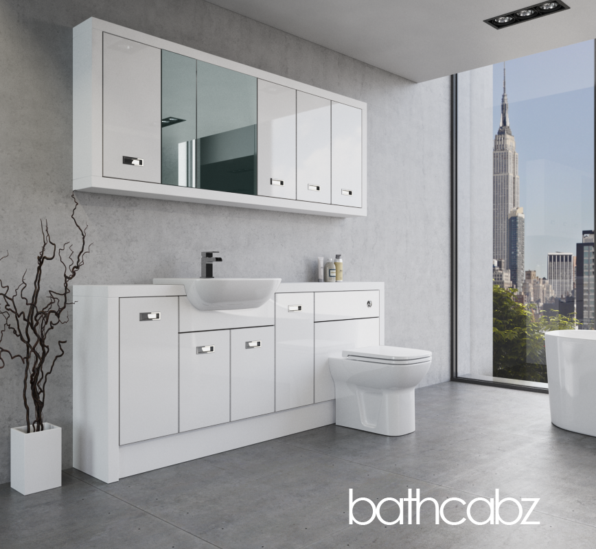 ATHENA WHITE MATT BASE & WALL UNITS BATHROOM FITTED FURNITURE