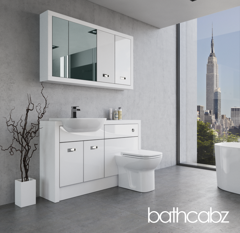 ATHENA WHITE MATT BASE & WALL UNITS BATHROOM FITTED FURNITURE